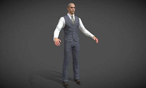 Modern Man Glyph Wearing Overalls Businessman Game Asset 3d model