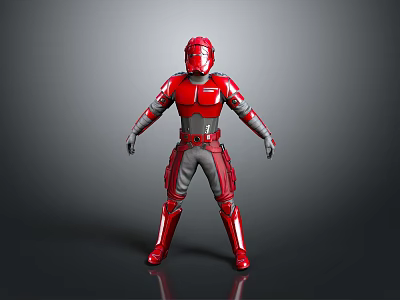 Red Armored Sci Fi Warrior Character With Detailed Full Body Armor Design 3d model