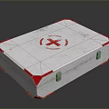 White Industrial Equipment Storage Case With Red Edges And X Symbol Metal Latches