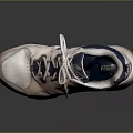 New Balance Beige And Navy Casual Sneakers With Laced Design And Worn Look