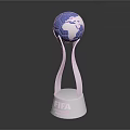 FIFA Trophy With Blue Globe Top Silver Stand And White Base 3d model