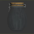 Shiny Metal Storage Jar With Orange Cork Lid And Secure Clasp Closure