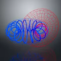 Abstract 3D Geometric Mesh Structure With Blue and Red Coiled Lines and Spiral Forms 3d model