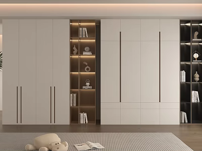 Modern White Wardrobe Interior Design With Open Shelving Lighting And Storage 3d model