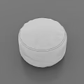 White Round Pouf With Simple Design And Stitched Details For Home Decor