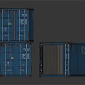 Three Blue Shipping Containers With Stacked Units And One Open Door
