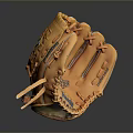 Orange Leather Baseball Glove With Stitched Design And Logo Detail