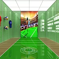 World Chinese Volleyball Themed Indoor Exhibition Area With Sports Gear And Match Scene
