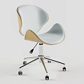 Modern Table And Chair Set With Curved Light Seat Wooden Armrests Metal Wheels