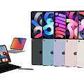 Various Color Laptop And Tablet Computers With Screen Display And App Icons 3d model