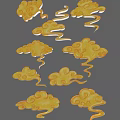 Elegant Golden Cloud Carvings Featuring Intricate Decorative Patterns And Artistic Design 3d model