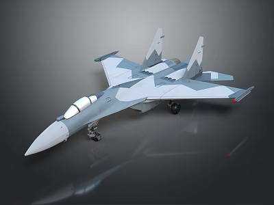 Gray Fighter Jet with Sleek Design Twin Tails Cockpit and Landing Gear 3d model