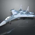 Gray Fighter Jet with Sleek Design Twin Tails Cockpit and Landing Gear