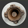 Traditional Bronze Vessel With Intricate Dragon Decorations On White Base