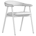 Modern Single Chair With Wooden Legs And White Cushioned Seat And Armrests