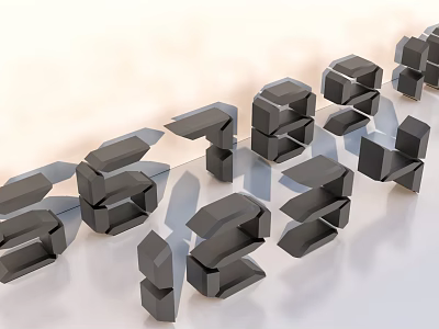 Modern Abstract 3D Geometric Numbers Arranged in Row with Shadow Effects 3d model