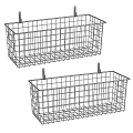 Metal Wire Storage Baskets Wall Mounted Design with Hanging Hooks for Home Organizing