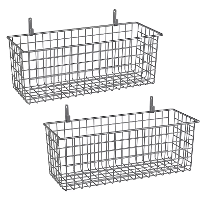 Metal Wire Storage Baskets Wall Mounted Design with Hanging Hooks for Home Organizing 3d model