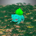 Iconic Pokemon Bulbasaur Green with Red Eyes and Bulb on Back Standing on Grass Field