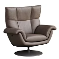 Comfortable Black Leather Single Sofa with Modern Armrest and Swivel Base Design 3d model