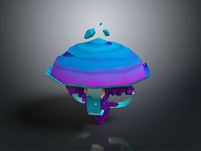3D Scene Component Featuring Blue Purple Gradient Top And Intricate Base Structure 3d model