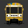 Yellow Toy Train Model With Colorful Cartoon Patterns And Detailed Exterior