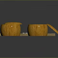 Traditional Household Go Game Set With Wooden Board And Lidded Stone Containers