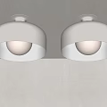 Two Modern White Dome Shaped Ceiling Lights Mounted On Ceiling For Home Interior 3d model