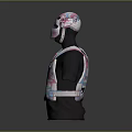 Patterned Tactical Vest And Mask With Pink Blue Design For Clothing Outfit