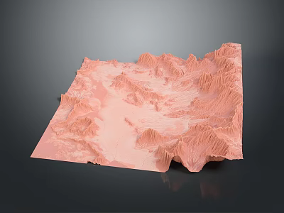 Garden Landscape Design Featuring Pink Colored 3D Hilly Terrain Model And Natural Scenery 3d model