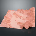 Garden Landscape Design Featuring Pink Colored 3D Hilly Terrain Model And Natural Scenery