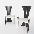 Modern Unique Design Dining Chairs With Black Backrest White Seat And Metal Legs
