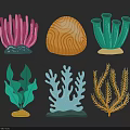Vibrant Cartoon Coral And Seaweed Shaped Wall Decor For Home Decoration