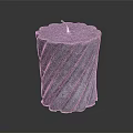 Green Twisted Pattern Candle With White Wick On Dark Background Reflection Surface