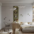 Tatami Bedroom Interior With Tatami Bed Storage Cabinets Desk Chair And Decorative Lighting
