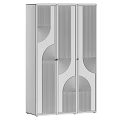 Modern Minimalist Light Grey Chest Of Drawers With Elegant Embossed Arch And Vertical Groove Design