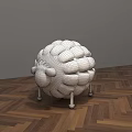 Sheep Shaped Stool With White Body And Black Legs Head On Herringbone Wooden Floor