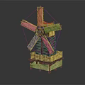 Handcrafted Vintage Wooden Windmill Model With Detailed Blades And Sturdy Base