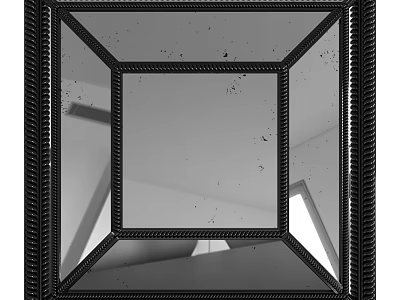 Decorative Black Framed Square Mirror With Geometric Design For Home Decor 3d model