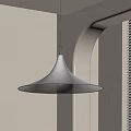 Modern Conical Pendant Light With White Shade Hanging In Interior Space Soft Ambient Glow 3d model