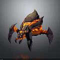 Lava Spider Creature With Purple Legs And Spiked Carapace Fiery Orange Red Interior