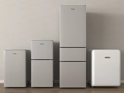 Haier Refrigerators And Freezers Various Upright Models In White With Different Sizes 3d model