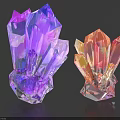 Vibrant Purple And Pink Crystal Clusters With Faceted Surfaces On Black Background