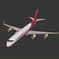 Modern Passenger Plane With Red And White Livery And Four Engines Design
