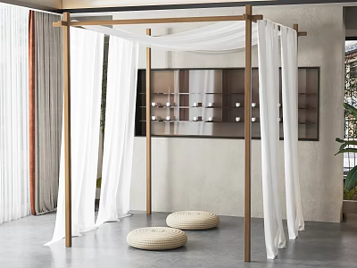 New Chinese-style cushion meditation room 3d model