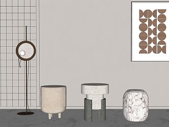 Modern Side Table Coffee Table Corner Table Floor Lamp Wall Decoration 3d model