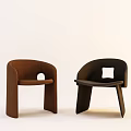 Modern Sleek Accent Chairs In Brown And Black With Curved Backrest And Unique Design