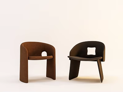 Modern Sleek Accent Chairs In Brown And Black With Curved Backrest And Unique Design 3d model