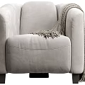Gray Modern Single Sofa With Comfortable Fabric And Knitted Blanket