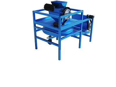 Blue Industrial Processing Machine With Metal Frame And Black Motor Parts 3d model